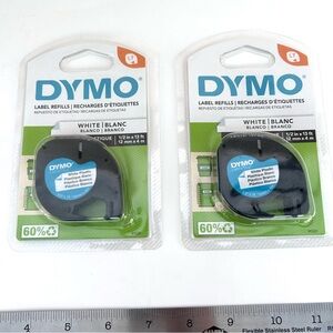 Dymo LetraTag White Plastic Label Tape Refill, 1/2 inch x 13 ft (12mm x 4m)